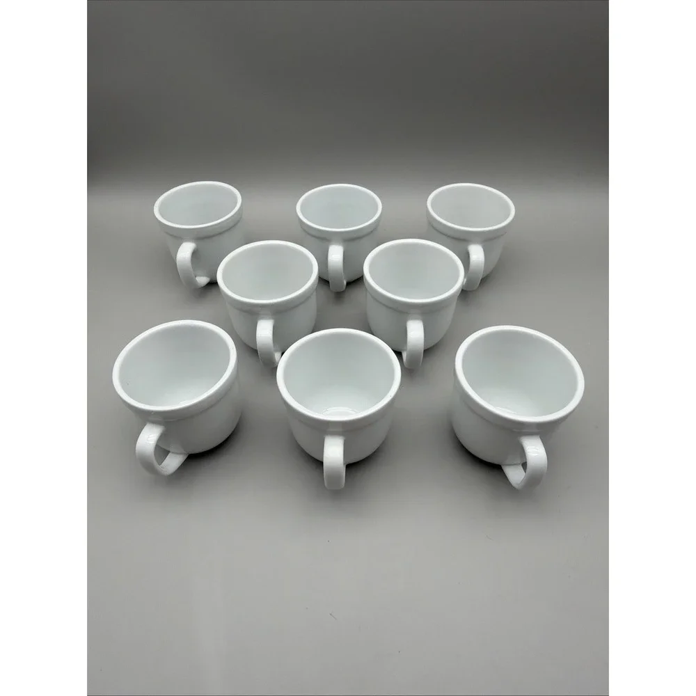 Pottery Barn 8pc White Cafe Coffee Mugs Heavy Thick Restaurant Style Cups